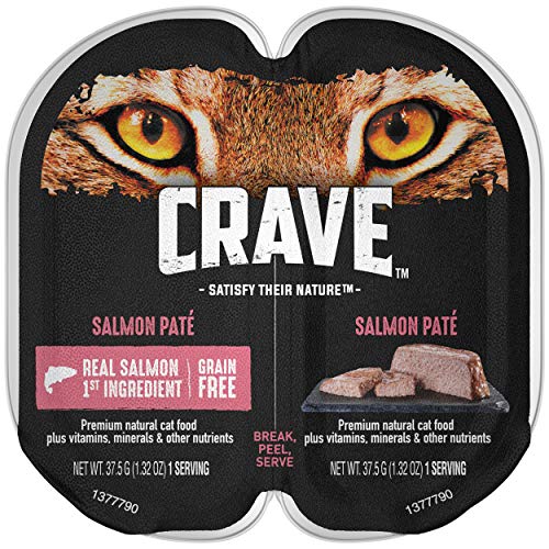 CRAVE Grain Free Adult High Protein Natural Soft Wet Cat Food Salmon Paté, (24) 2.6 oz. Twin-Pack Trays