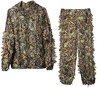 Sibosen Ghillie Suit Camo Woodland Camouflage Suit, 3D Youth Ghillie Suit for Men Realtree for Jungle Hunting, Shooting, Airsoft, Wildlife Photography or Halloween