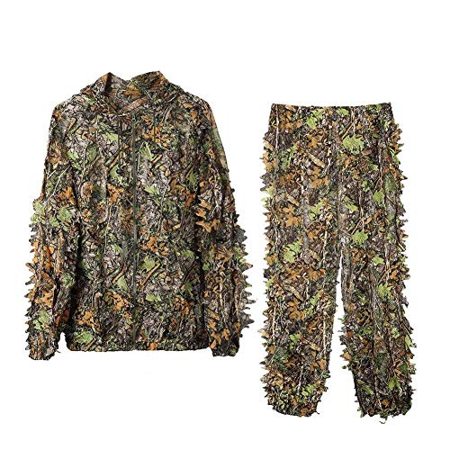 Sibosen Ghillie Suit Camo Woodland Camouflage Suit, 3D Youth Ghillie Suit for Men Realtree for Jungle Hunting, Shooting, Airsoft, Wildlife Photography or Halloween