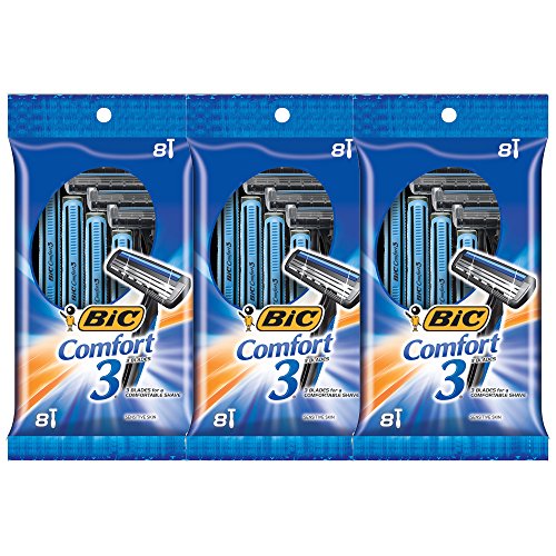 BIC Comfort Twin Men's Disposable Razor, Twin Blade, 24 Count, for an Ultra Soothing and Comfortable Shave