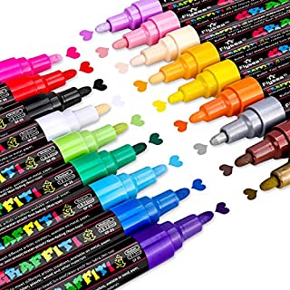 Acrylic Paint Pens, Emooqi Set of 18 Colors Paint Markers Pens for Rocks, Craft, Ceramic, Glass, Wood, Fabric, Canvas -Art Crafting Supplies