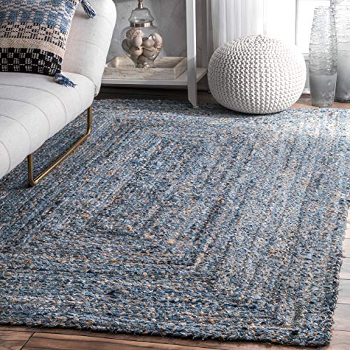 nuLOOM Hand Braided Otelia Denim And Jute Area Rug, 5' x 8'