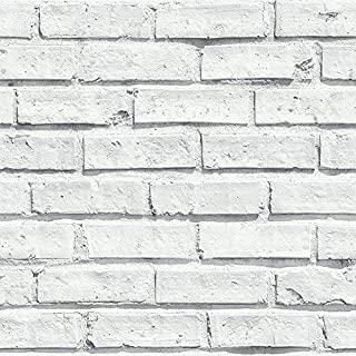 Arthouse, White Painted Brick Extremely Realistic Wallpaper, Modern Home Décor