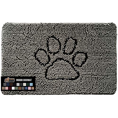 Gorilla Grip Original Indoor Durable Chenille Doormat, Large, 36x24, Absorbent, Machine Washable Inside Mats, Low-Profile Rug Doormats Great for Pets, Dogs, Entry, Mud Room, & Back Door, Paw Gray