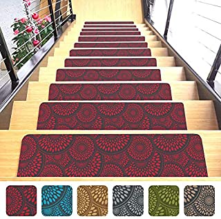 Shape28 Stair Treads Ultra-Thin with Non Slip Rubber Backing 9x26, Red 7 Pieces