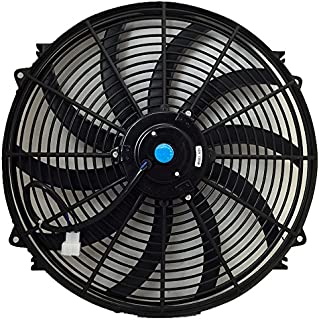 UPGR8 Universal High Performance 12V Slim Electric Cooling Radiator Fan with Fan Mounting Kit (16 Inch, Black)