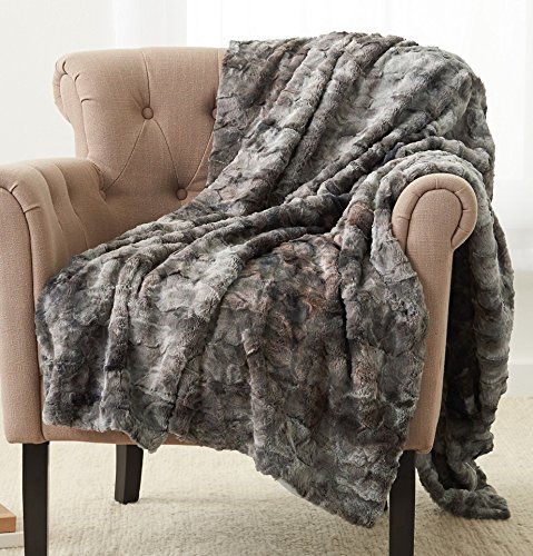 Pinzon Faux Fur Throw Blanket - 50 x 60 Inch, Frost Grey