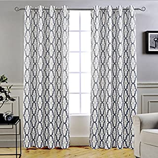 DriftAway Mason Thermal Blackout Grommet Window Curtains Geometric Trellis Pattern 2 Panels Each 52 Inch by 84 Inch Gray