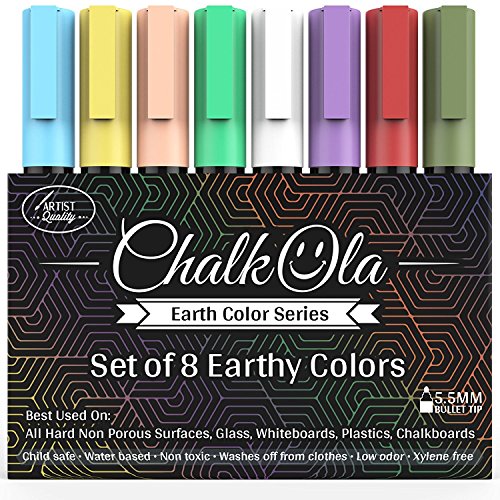 Chalkboard Chalk Markers - Pack of 8 Classic Earth color pens