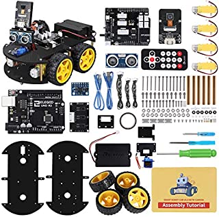 ELEGOO UNO R3 Project Smart Robot Car Kit V4.0 with UNO R3, Line Tracking Module, IR Remote Control Module etc. Intelligent and Educational Toy Car Robotic Kit for Arduino Learner