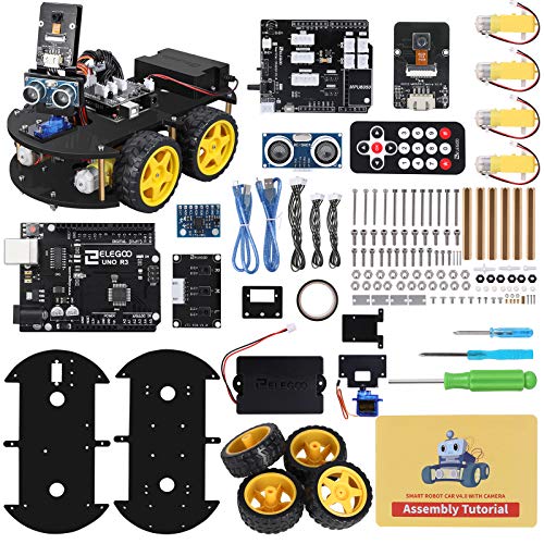 ELEGOO UNO R3 Project Smart Robot Car Kit V4.0 with UNO R3, Line Tracking Module, IR Remote Control Module etc. Intelligent and Educational Toy Car Robotic Kit for Arduino Learner