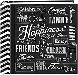 Pioneer Photo Albums EV-246CHLK/H 200-Pocket Chalkboard Printed Happiness Theme Photo Album for 4 by 6-Inch Prints