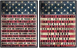 Patriotic USA American Flag Wood Sign Replica Poster Photo Set - Vintage Farmhouse Shabby Chic Room Wall Art Decoration, Home, Office Decor - Gift for Military Veteran, Vets, Republican Patriots 8x10