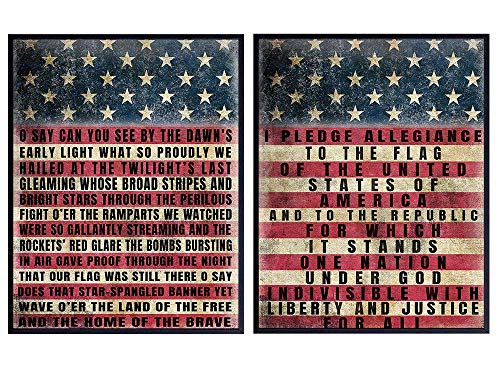 Patriotic USA American Flag Wood Sign Replica Poster Photo Set - Vintage Farmhouse Shabby Chic Room Wall Art Decoration, Home, Office Decor - Gift for Military Veteran, Vets, Republican Patriots 8x10