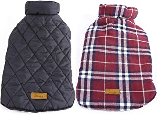 Kuoser Dog Coats Dog Jackets Waterproof Coats for Dogs Windproof Cold Weather Coats Small Medium Large Dog Clothes Reversible British Style Plaid Dog Sweaters Pets Apparel Winter Vest for Dog Red S