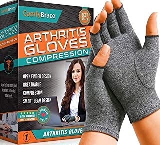 Comfy Brace Arthritis Hand Compression Gloves  Comfy Fit, Fingerless Design, Breathable & Moisture Wicking Fabric  Alleviate Rheumatoid Pains, Ease Muscle Tension, Relieve Carpal Tunnel Aches(Large)