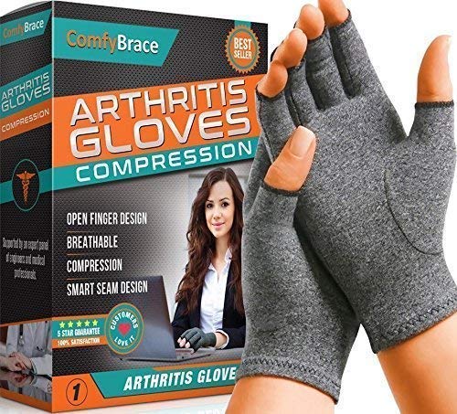 Comfy Brace Arthritis Hand Compression Gloves  Comfy Fit, Fingerless Design, Breathable & Moisture Wicking Fabric  Alleviate Rheumatoid Pains, Ease Muscle Tension, Relieve Carpal Tunnel Ache(Medium)