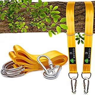 Benicci Tree Swing Straps Hanging Kit (Set of 2) - 10ft Long with Two Zinc Alloy Carabiners - 2000Lbs Break Strength - for All Type of Swings - Easy & Fast Installation