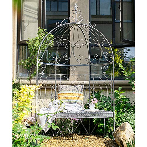 Classic Garden Arch, Garden Arbours with Seats, 119cmx60cmx215cm, Iron Rose Arch for Climbing Plants