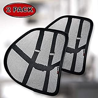 Lumbar Support with Double-Layer Mesh, Mesh Back Support Cushion for Car Seat Office Chair by Kingphenix (Black, 2 Pack)