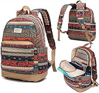 Kinmac New Bohemian Waterproof Laptop Backpack with Massage Cushion Straps and USB Charging Port for Laptop Up to 15.6 Inch Men Women Student Travel Outdoor Backpack