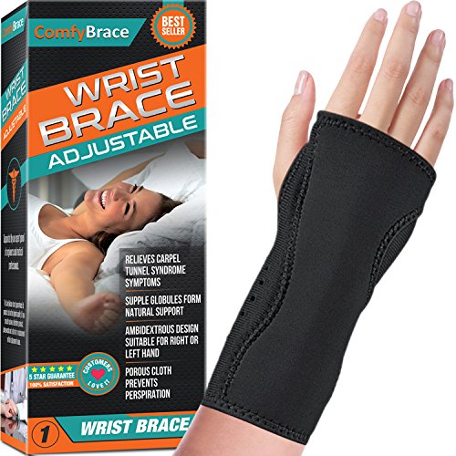 Night Wrist Sleep Support Brace - Fits Both Hands - Cushioned to Help With Carpal Tunnel and Relieve and Treat Wrist Pain ,Adjustable, Fitted-ComfyBrace