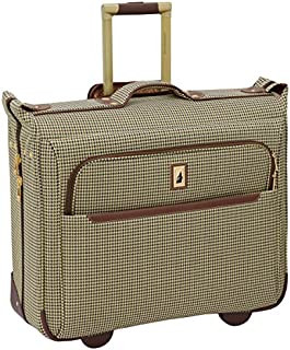 LONDON FOG Cambridge II Softside Rolling Garment Bag, Olive Houndstooth, 44-Inch