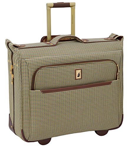 LONDON FOG Cambridge II Softside Rolling Garment Bag, Olive Houndstooth, 44-Inch