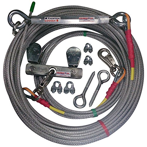 Freedom Aerial Dog Runs Super Heavy Duty (Lead Line Length 10 FT, Aerial Cable 50 FT)