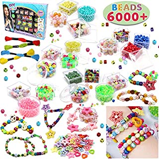 Beads Set 6000 Pieces DIY Beads Kit; 28 Different Types & 4 Color Strings for Jewelry Necklace Making, Friendship Bracelet Making and Valentines Day Children Arts & Crafts Beads by JOYIN