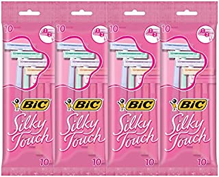 BIC Silky Touch Women's Twin Blade Disposable Razor, 10 Count - Pack of 4 (40 Razors)