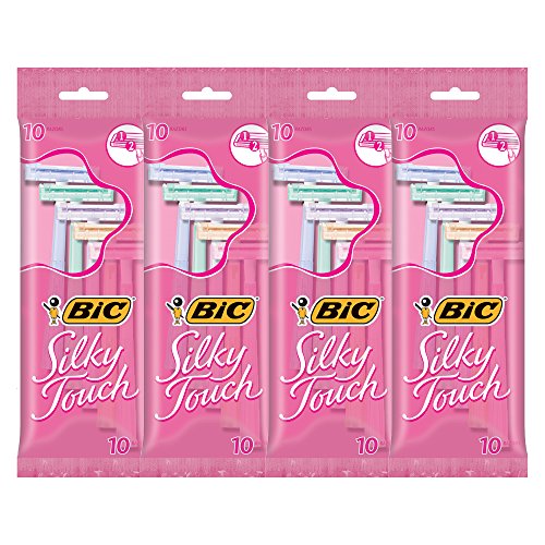 BIC Silky Touch Women's Twin Blade Disposable Razor, 10 Count - Pack of 4 (40 Razors)