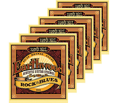 Ernie Ball 2008 Earthwood 80/20 Bronze Rock and Blues Acoustic Guitar Strings 6 Pack