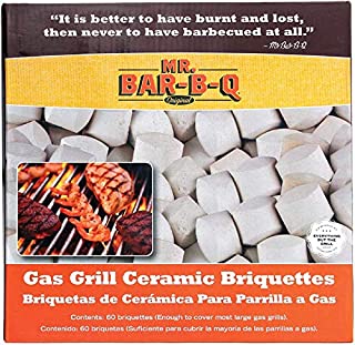 Mr. Bar-B-Q 06000Y Ceramic Gas Grill Self Cleaning Briquettes, Replacement for Lava Rocks, Cleaner Cooking, Gas Grill Briquettes for BBQ Grill, EMW8015680, 60 Count