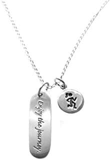 Sterling Silver Runner Round Charm and Enjoy the Journey Necklace