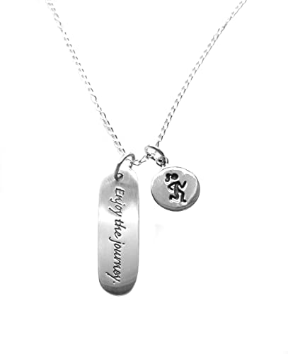 Sterling Silver Runner Round Charm and Enjoy the Journey Necklace