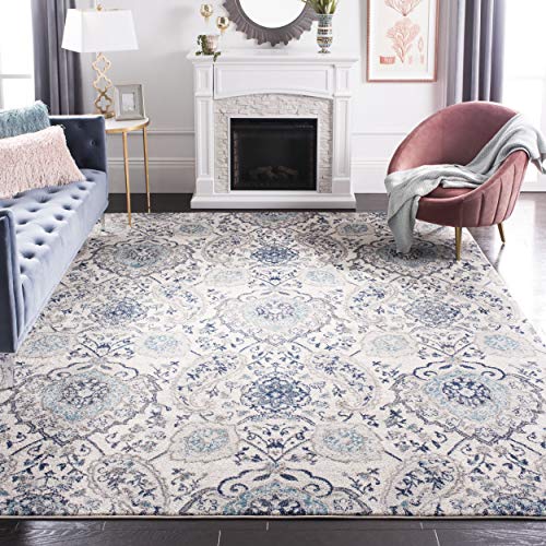 Safavieh Madison Collection MAD600C Bohemian Chic Glam Paisley Area Rug, 9' x 12', Cream/Light Grey