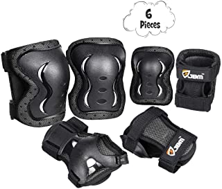 JBM Kids & Adults Cycling Roller Skating Knee Elbow Wrist Protective Pads-Black/Adjustable Size