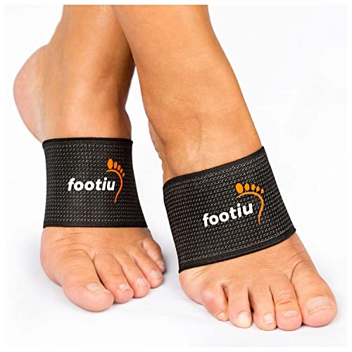 FOOTIU by AZMED - Compression Copper Arch Support Brace - 2 Plantar Fasciitis Sleeves For Pain Relief