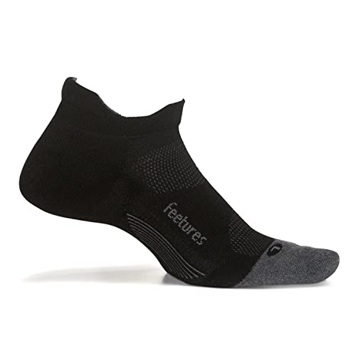 Feetures Elite Max Cushion No Show Tab Black - Size Large