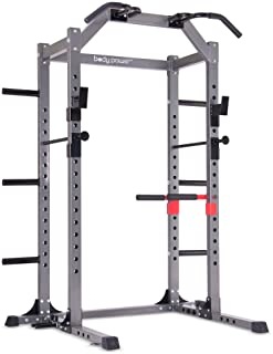 Body Power Deluxe Rack Cage System Enhanced with Upgrades/Full-Length Safety Bars/Built in Optional Floor Mount Anchors PBC5380