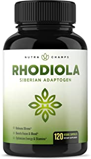 Rhodiola Rosea Supplement 600mg - 120 Capsules Siberian Root Extract 3% Rosavins & 1% Salidroside - Pure Maximum Strength Powder - 300mg Vegan Pills for Stress Relief