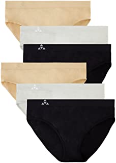 Balanced Tech Women's Seamless Bikini Panties 6-Pack - Black/Nude/Gray - Medium