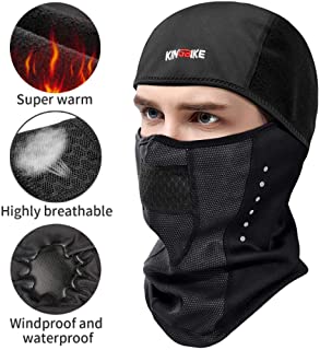 KINGBIKE Balaclava Ski Mask Motorcycle Running Full Face Cover Windproof Waterproof Neoprene With Micro-polar Fleece Masks Black for Men Women Warm Winter Cold Weather Gear Cycling Bike Skiing Thermal