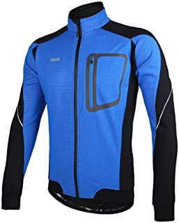 ARSUXEO Winter Thermal Fleece Cycling Jacket Windproof 14D Blue Size XX-large