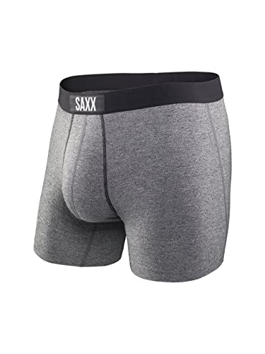 Saxx Underwear Vibe Men's Boxer Briefs Ballpark Pouch Salt and Pepper Large