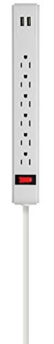 Power Strip Surge Protector with USB Ports for Home and Office Use - 6 Outlets and 2 USB Power Strip Ports - 2 Foot Cord Power Strips with Surge Protection