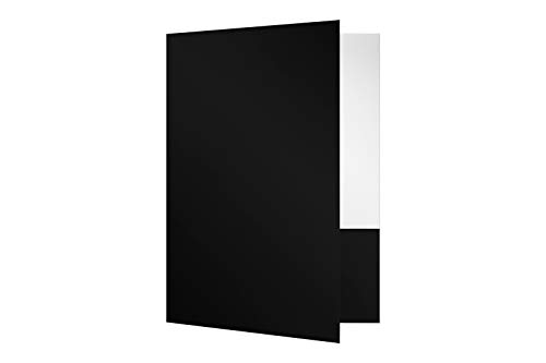 9 x 12 Presentation Folders in 14 pt. Black with 2 Pockets, Holder for Standard 8 1/2 x 11 Paper, Professional Documents, Brochures, School Reports, 25 Pack (Black)