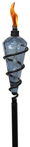 TIKI Brand 64-inch Swirl Metal Torch with Blue Bubble Glass Head