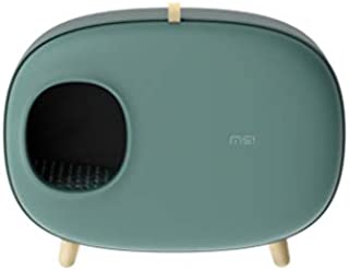 MS Cat Litter Box for Easier Handling of Cat Litter, Enclosed Design, Easy to Clean, Prevent Sand Leakage, Easy Assembly and Large Space, with Cat Litter Scoop (Moss Green)